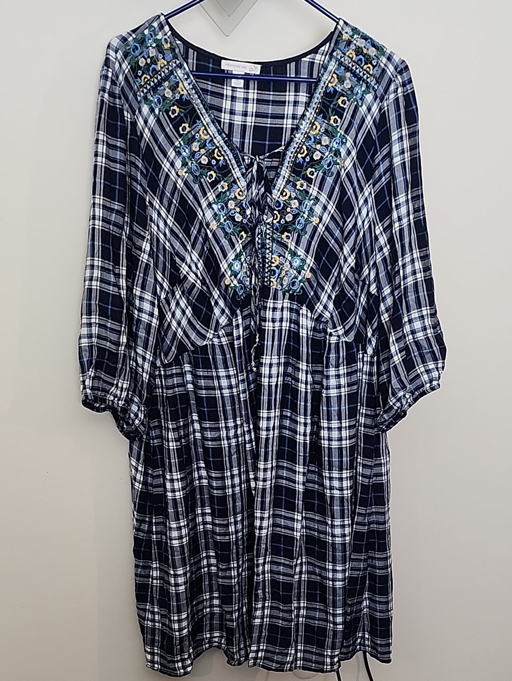 Westport Plaid Embroidered Tunic Dress